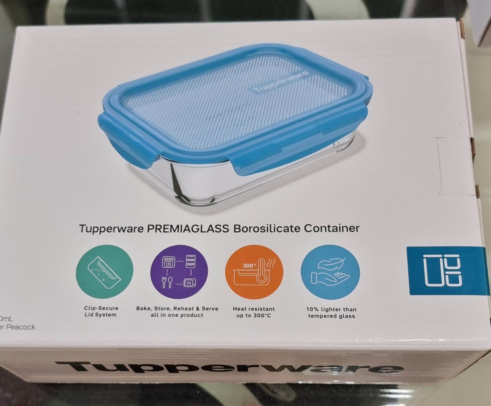 New Tupperware Premiaglass Premia Glass Container Set in Peacock