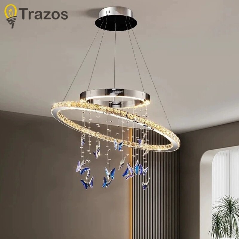 Postmodern Light Luxury Creative Butterfly Crystal Pendant Living Room Lamp Designer's Tea Room Dining Room Bedroom Lamp ราคา 5,850 บาท*ส่งฟรี