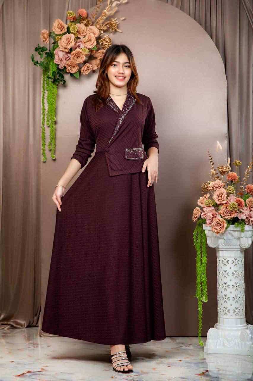 chinese dress ladies Long Sleeve Button Down Modal Nightgown main image 0