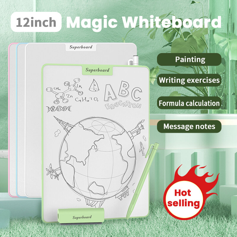 2026 New 15/12/10/8.5 inch Magnetic Drawing Board with Partial Erase Screen– Zero Ink Nano Whiteboard Reusable Paperless Sketch Pad for Kids Office