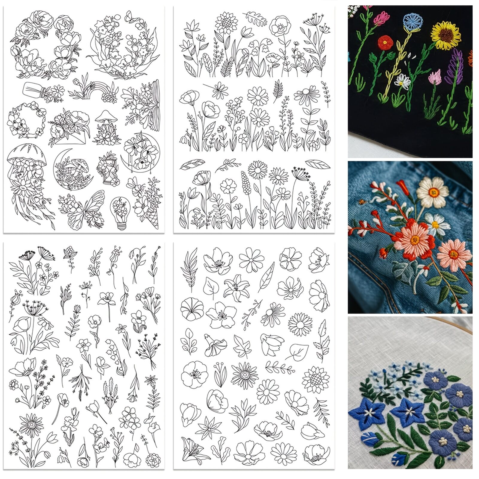 105pcs Water-Soluble Embroidery Pattern Stabilizer | Pre-Printed Stitching Guides for Hand Sewing Enthusiasts