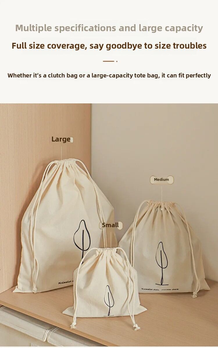 Saco de armazenamento em algodão com cordão para viagem e casa_voghion.com