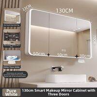 XUANXISHI | Curved Space Aluminum Bathroom Mirror Cabinet Wall-Mounted Lighted Smart Storage