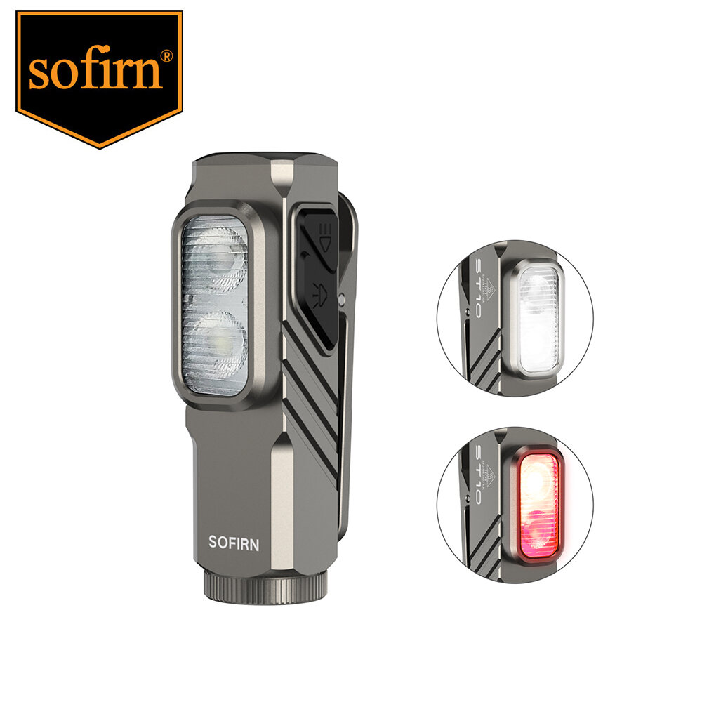  Sofrin ST10 Đa-Chức năng EDC Clip-on đèn pin 1000lm tại chỗ lũ Chùm đỏ 14500 900mAh AA pin thích hợp cho đi bộ ngoài trời và đèn khẩn cấp 