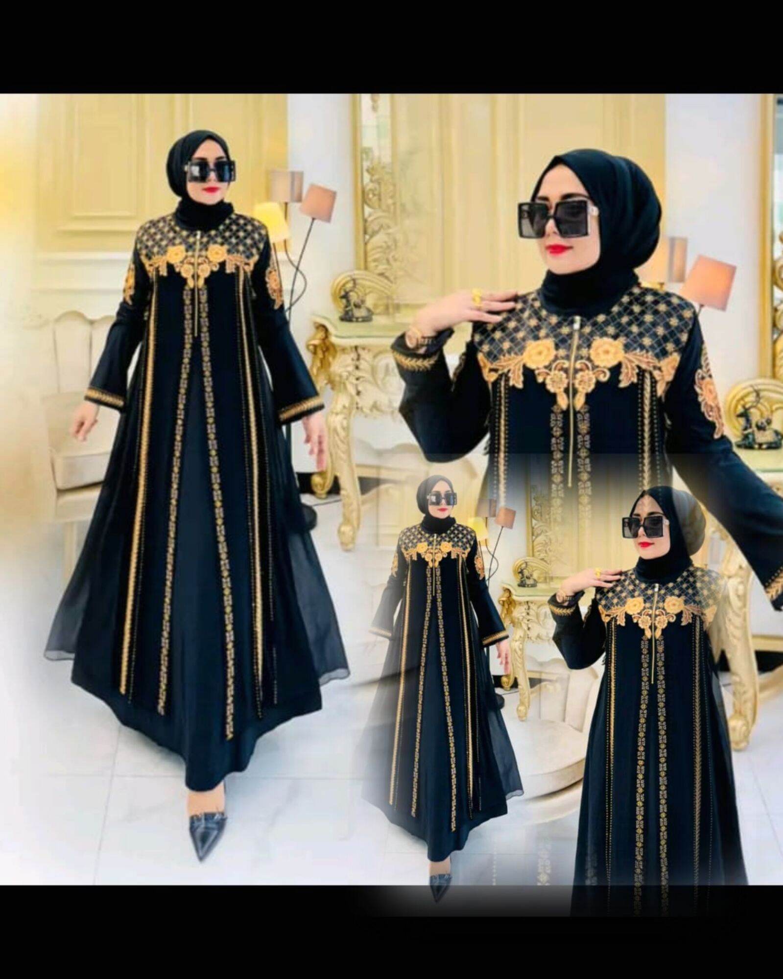 Buy Black Gold Dress Muslimah Online at a Better Price | Lazada Malaysia