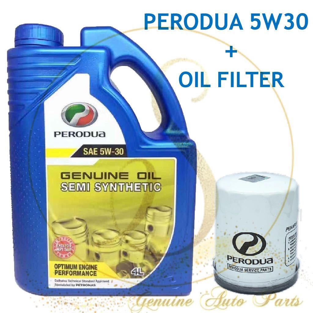 Original Perodua Semi Synthetic Engine Oil 5W30 4L FREE Perodua Oil Filter 15601-00R01