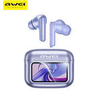 Awei T56 ANC ENC AI Intelligent Translation Large color Screen Bluetooth earphone -35dB Noise Cancelling headphone EQ model selection bluetooth 5.4 with Earphones search Wallpaper selection Spatial sound speaker with mic effect selection wireless earbuds