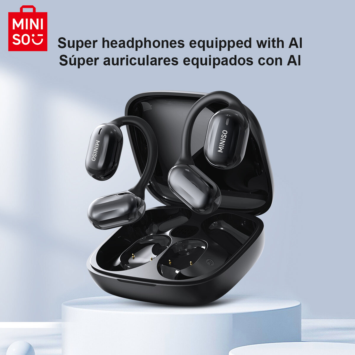 MINISO MS162 AI Translator Earbud Wireless Bluetooth Earphone Open Ear Earphone Sport Headset Bone Conduction Headphones IPX7 Waterproof Touch Control Earbuds