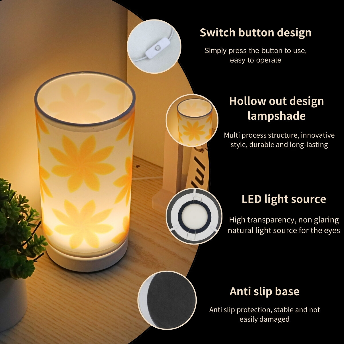 Minimalist Fabric USB Warm Light Bedside Desk Lamp
_voghion.com