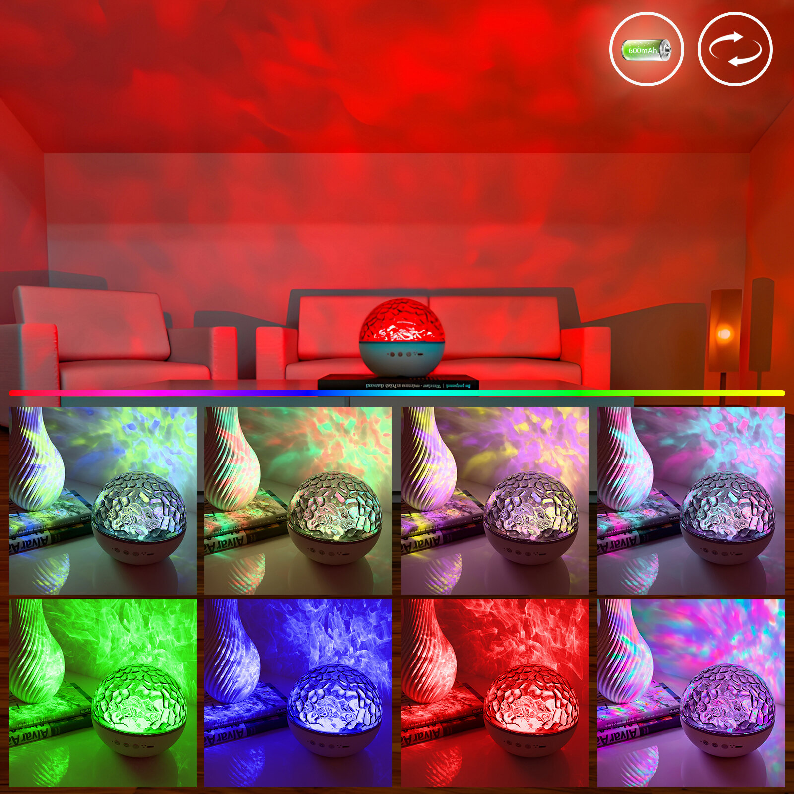 Star Projector Galaxy Projector Water wave projection lampWater Ocean Wave Projector For Bedroom Night Light Room Decor With 7-Colors Patterns