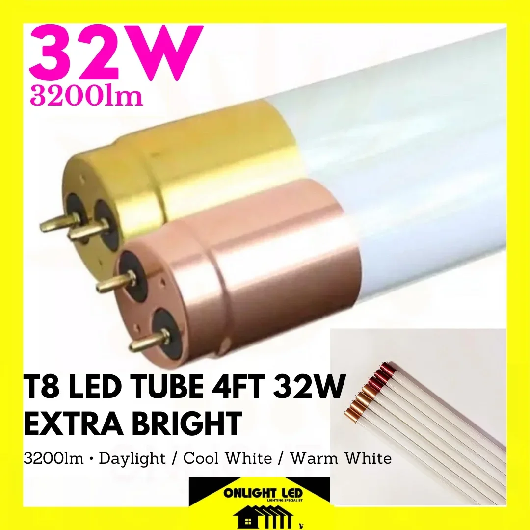T8 LED Tube Glass Tube Extra Bright 4FT 32W x30PCs T8 Led Tube light 4ft