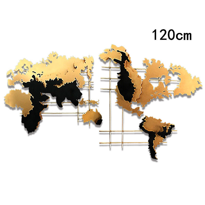 Scandinavian Wrought Iron World Map Wall Decorations Metal Stereo