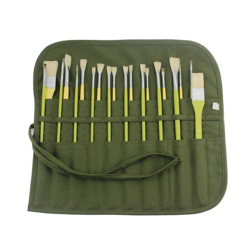 Painting Brushes Canvas Storage Bag 22 Slots Watercolour and Gouache Brushes Calligraphy Brushes Storage Bag Roll up Pen Bag