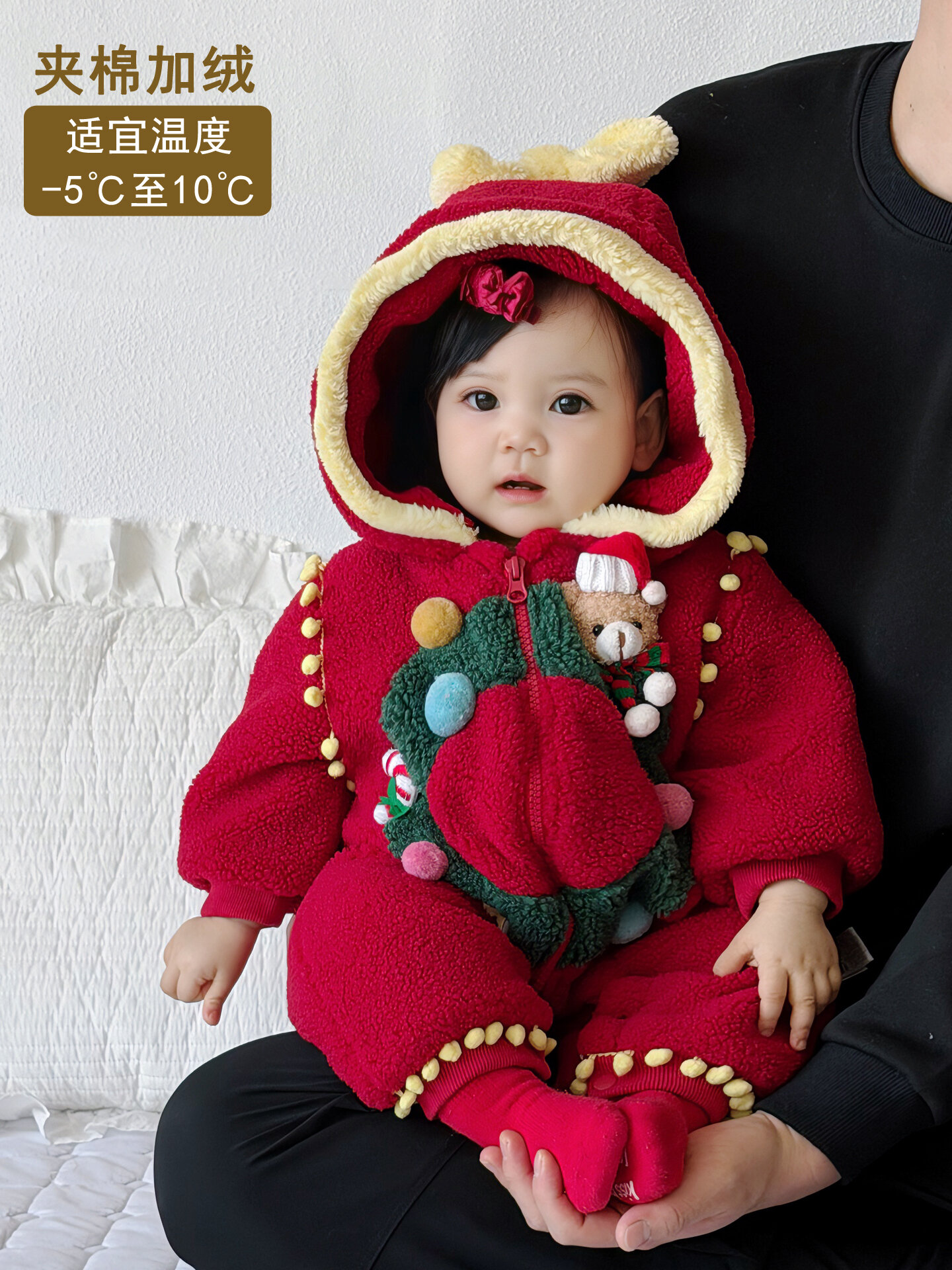 Adorable Thickened Baby Romper Christmas New Year Outfit Infant Clothes Winter Seasonal Wear for 3-12 Months Old Babies Harga  142 Ringgit*Penghantaran Percuma