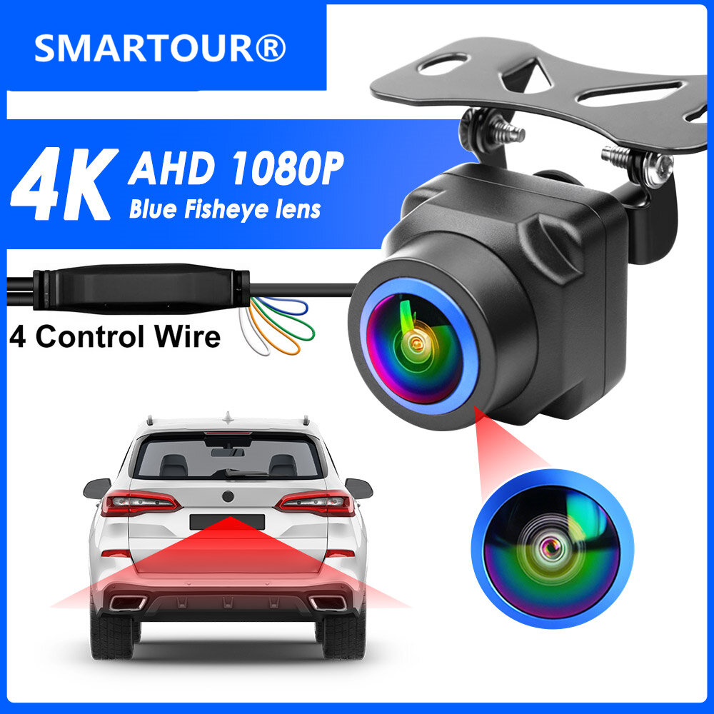 Smartour 180 độ Fisheye vàng ống kính AHD CVBS 1080p đầy đủ HD đảo ngược camera phía sau nhìn trong đêm xe trở lại camera đảo chiều cho ô tô