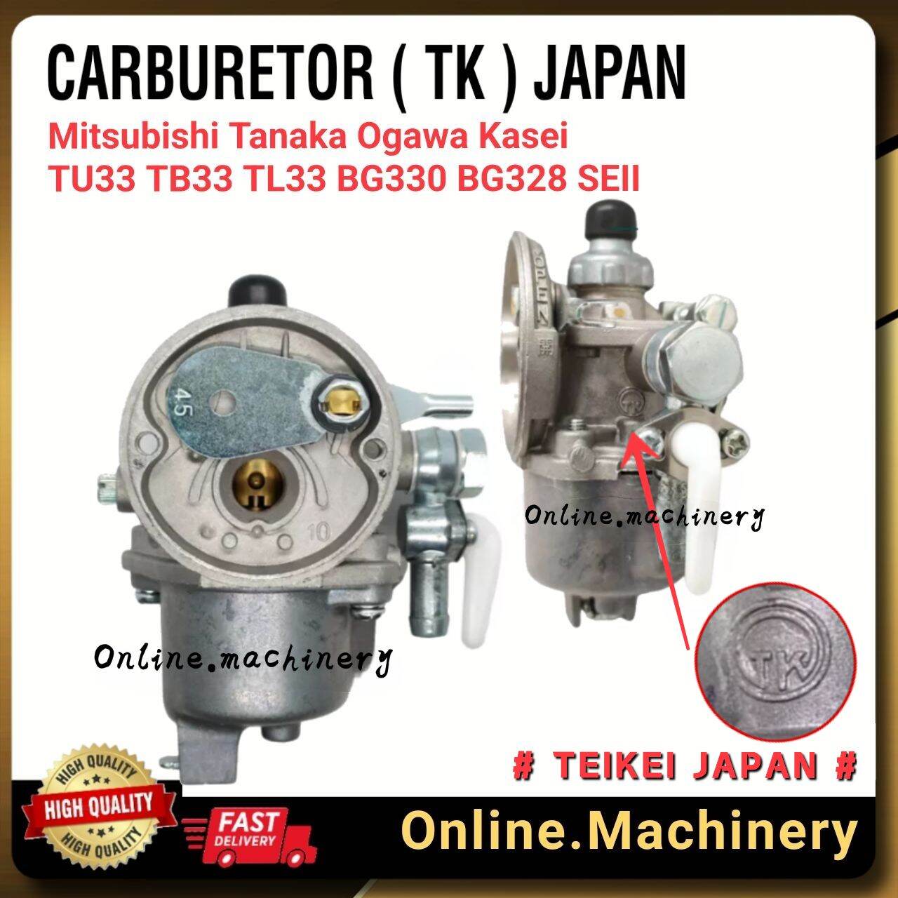 Carburetor Mesin Rumput ( TK ) TEIKEI JAPAN Mitsubishi TL33 TU33 TB33 ...