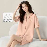 COSMO LADY | Cotton Padded Short Sleeve Summer Sleepwear