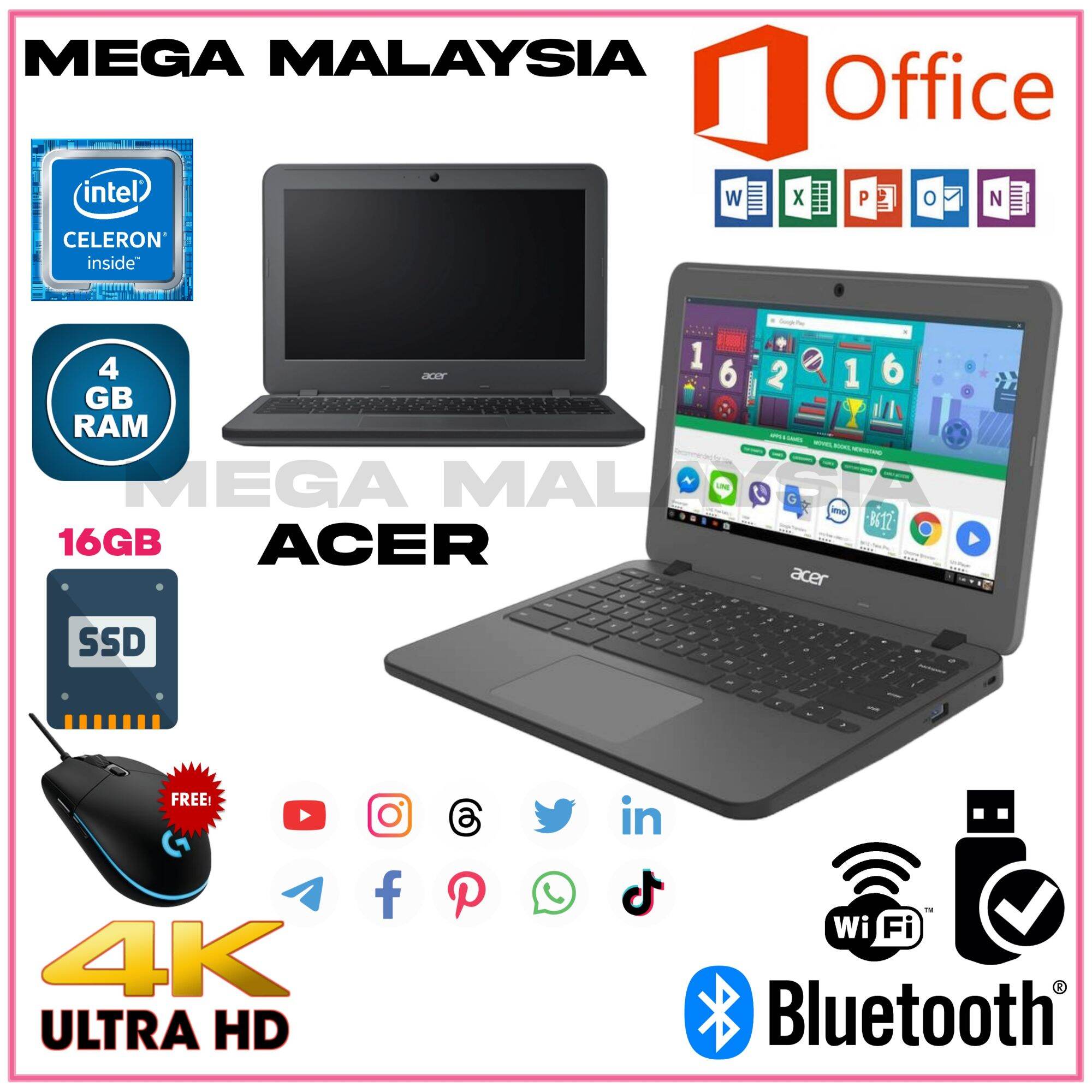 Acer C731 Chromebook 4Gb Ram 16Gb Ssd - Convertible Laptop With