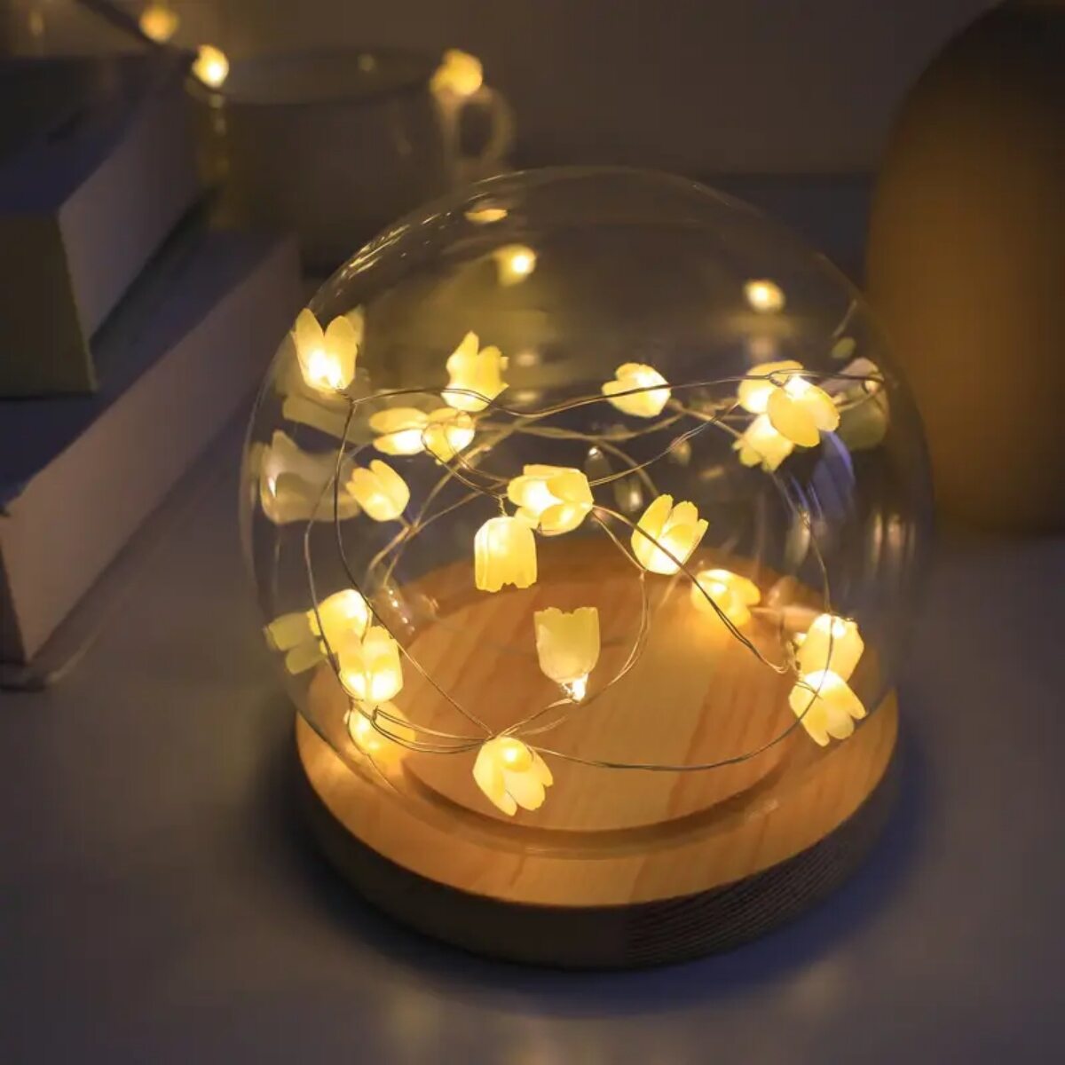1pc 20LED Copper Wire Charming Tulip String Light DIY Fairy Decorative Lamp For Home Living Room Party Festival Decoration