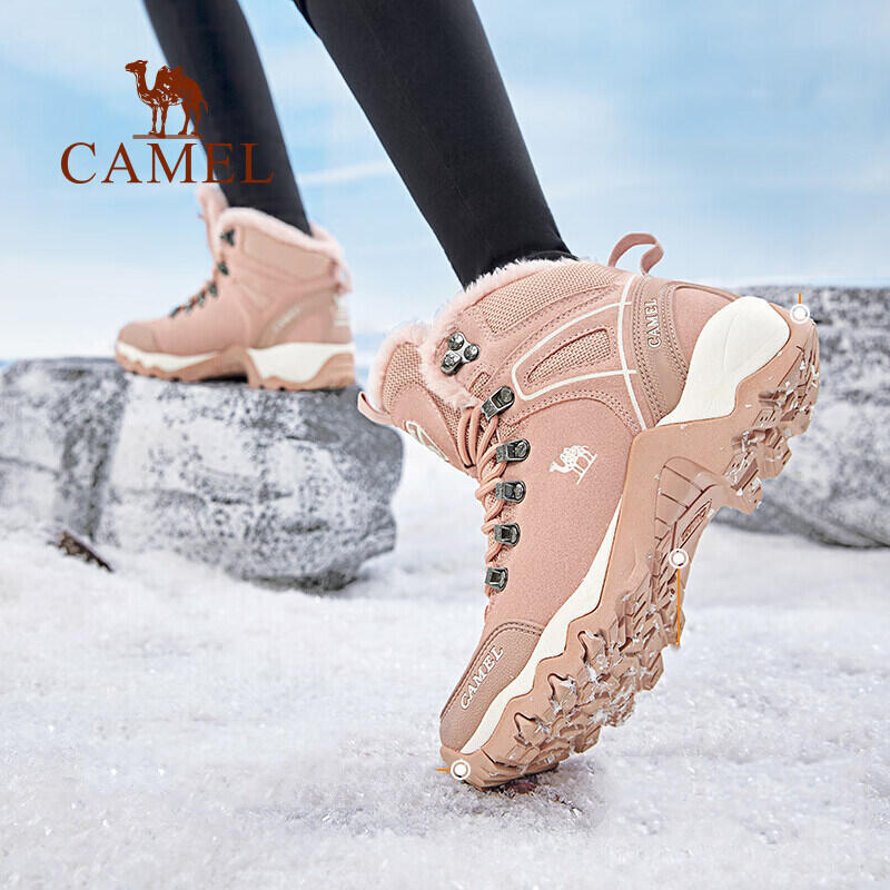 Camel Women's High Top Snow Boots Non-slip Wear-resistant Hiking Shoes