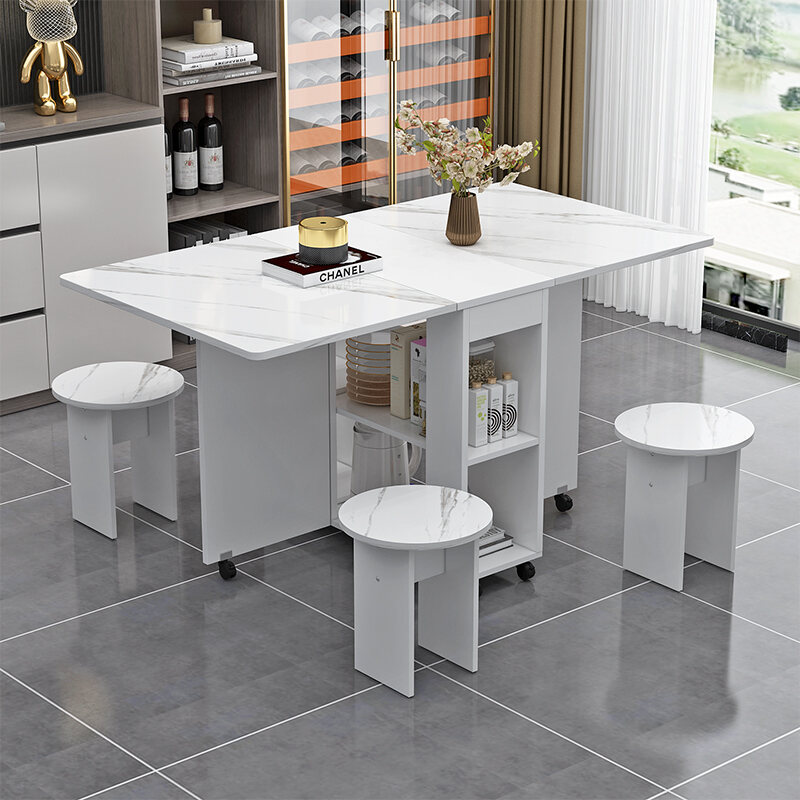 Foldable Dining Table Household Small Apartment MultiFunctional Movable One Table Four Stools