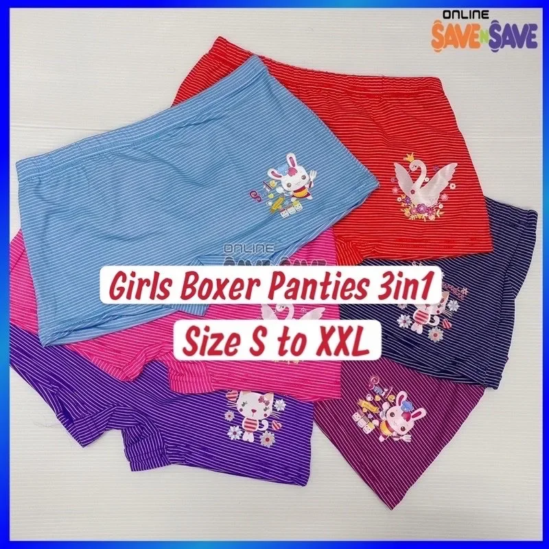 3in1 Muslimah / Swan Girl Boxer Panties Muslimah Underwear Budak Seluar Dalam Budak Perempuan Segi Empat M-XXL