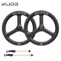 IKUOS Carbon Fiber Folding Bike Wheel Set - 20 Inch 451 Disc Brake Rim Tri-Spoke Wheel Upgrade Kit for Small Wheels(IKUOS-451-HG-KC-ZS-48MM-36T)