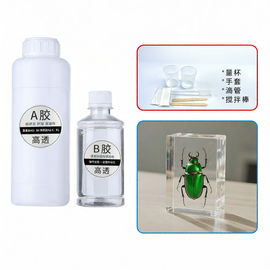 High Transparent Crystal Epoxy Resin AB Glue Specimen Making DIY Kit