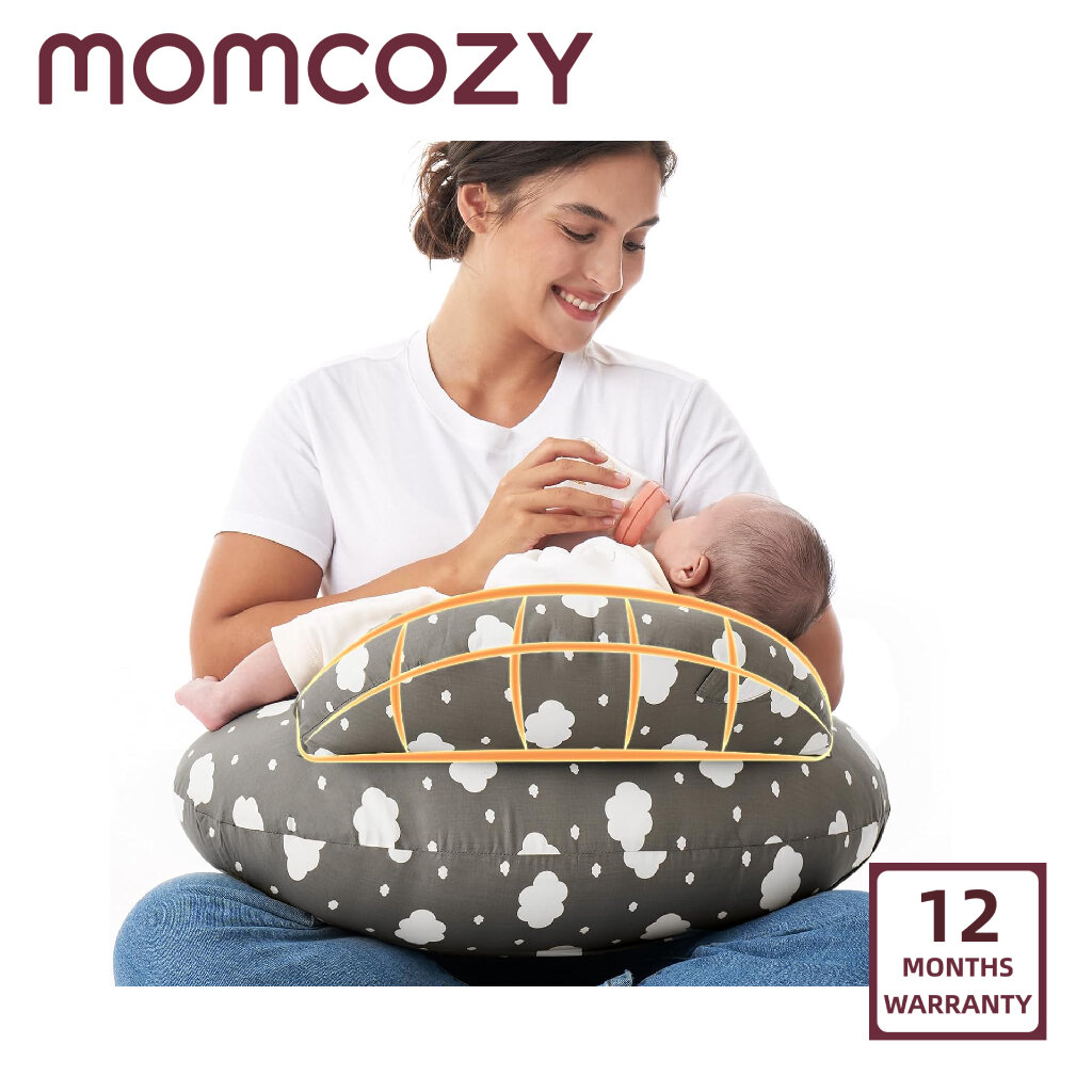 Momcozy Original Nursing Pillow for Breastfeeding-Pioneering Safety Fence- Wider Feeding Pillows for More Support for Mom & Baby- Easier Nursing & Hand Free- Fit for All Removable Cotton Cover