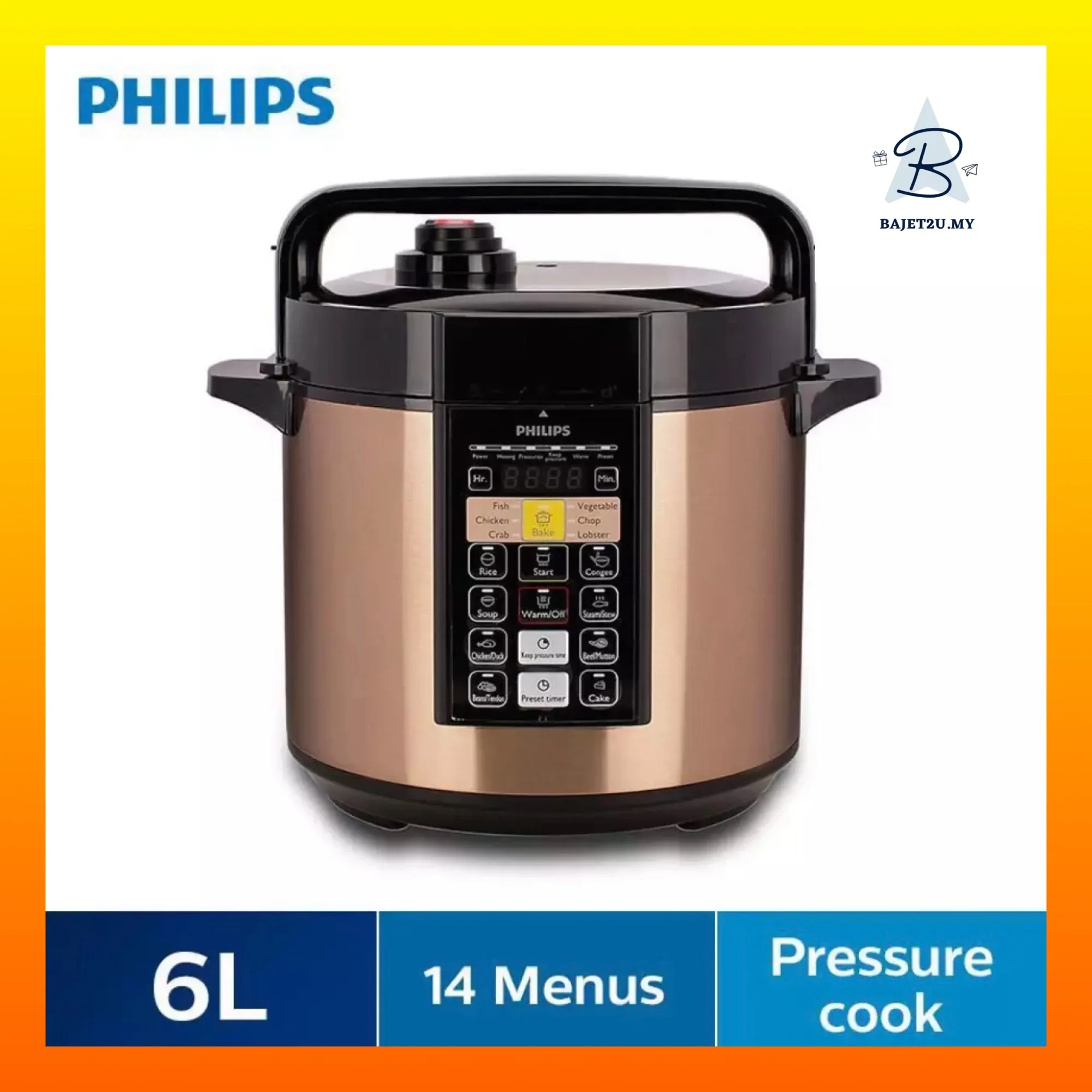 [Ready Stock] Philip HD2139 Pressure Cooker Electric 6L