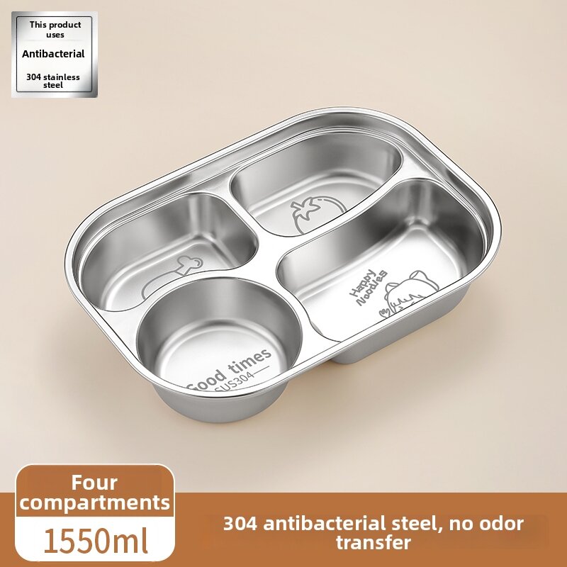 YOULUNMEI | Stainless Steel Food Grade Partitioned Dining Plate For Children