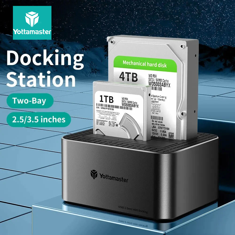 Yottamaster 3.5 inch HDD Docking Station Dual Bay Hard Drive Docking Station for 2.5"/3.5" HDD/SSD SATA to USB 3.0 Type C 10Gbps ราคา 2,677 บาท*ส่งฟรี