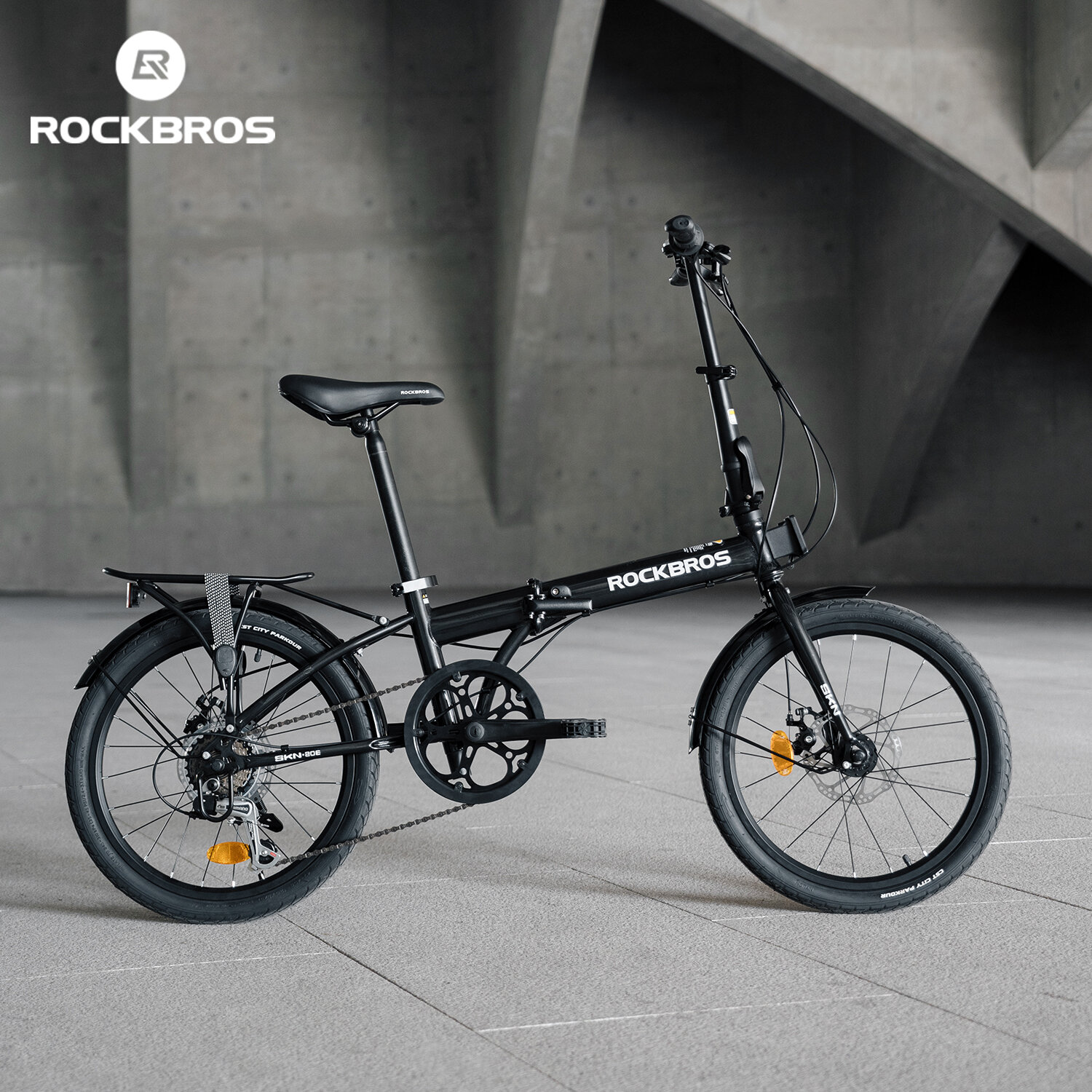 【Giao hàng địa phương】ROCKBROS 20 ''xe đạp có thể gập lại Shimano 7-tốc độ 14-28T Cáp phanh đĩa gấp xe đạp với Chắn bùn xe đạp Chrome molypden khung thép gấp xe đạp cho đi lại