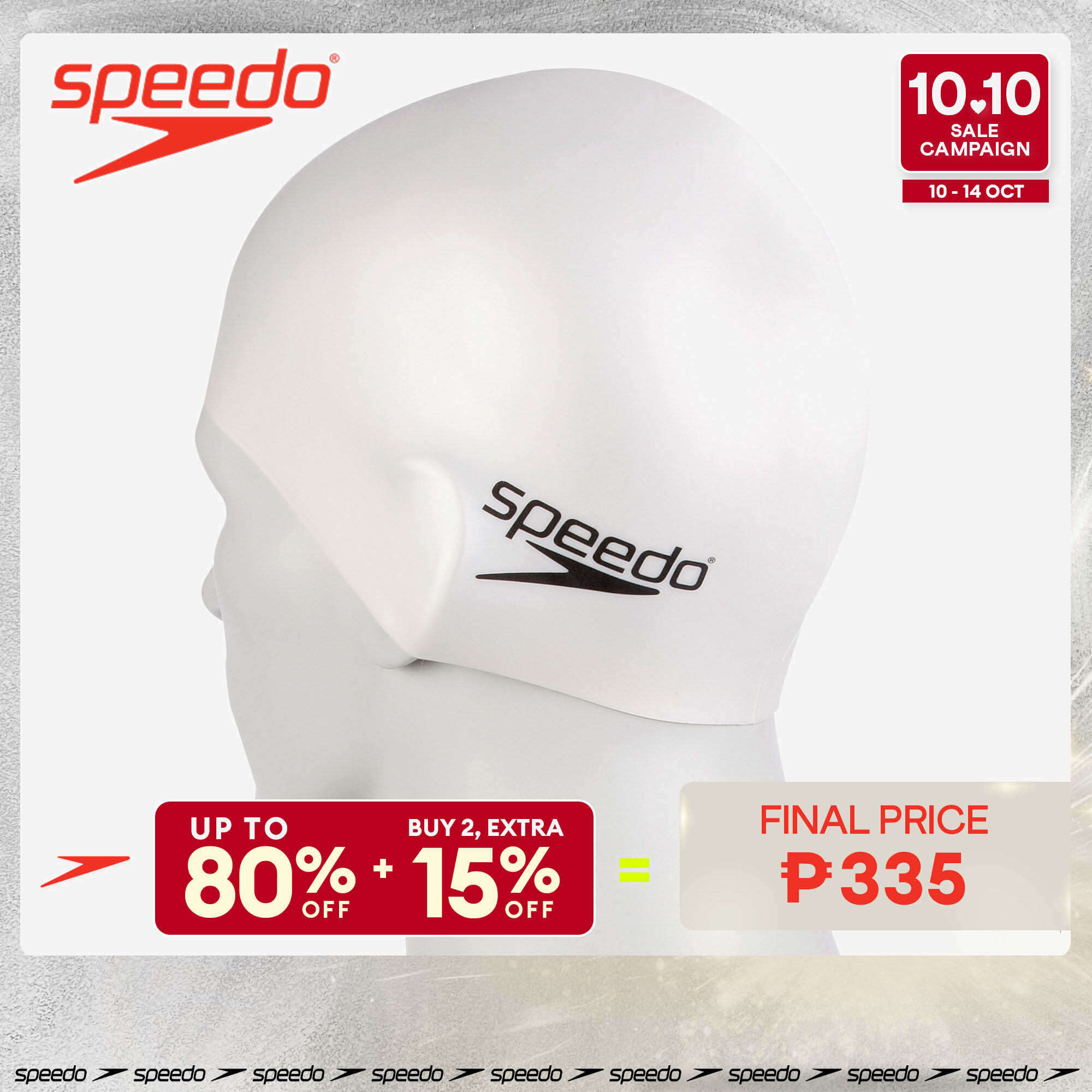 Speedo White Silicone Fitness Swim Cap for Men and Women