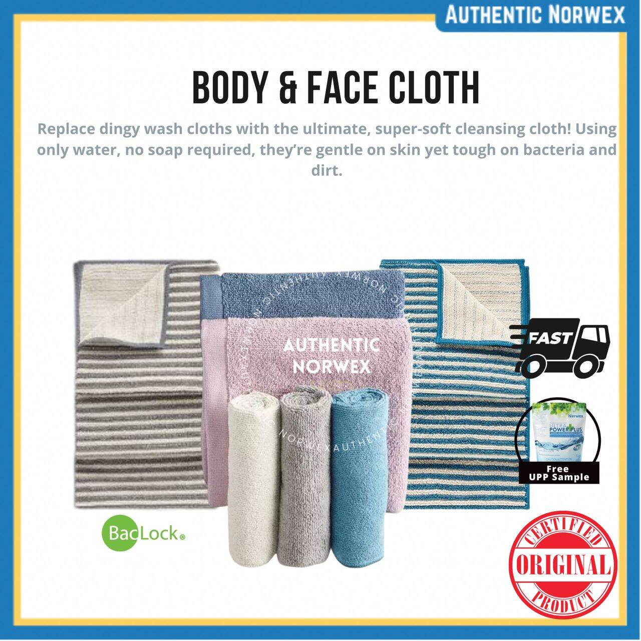 Norwex Body and Face Cloth with baclock Lazada