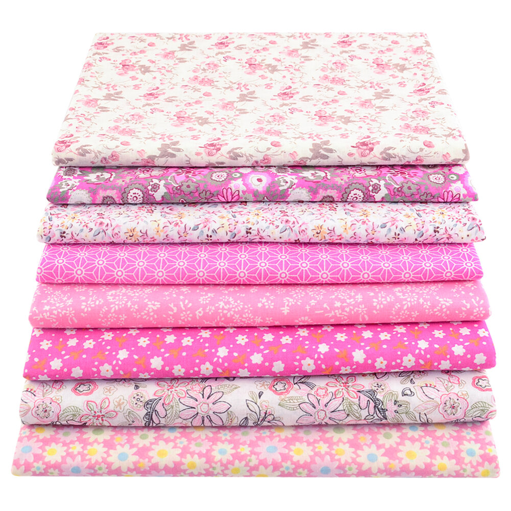 Teramila 8PCS Pack Square Multicolor Printed Cotton Fabric For Sewing Quilt Cloth Needlework Plaid Handicraft Material Patchwork