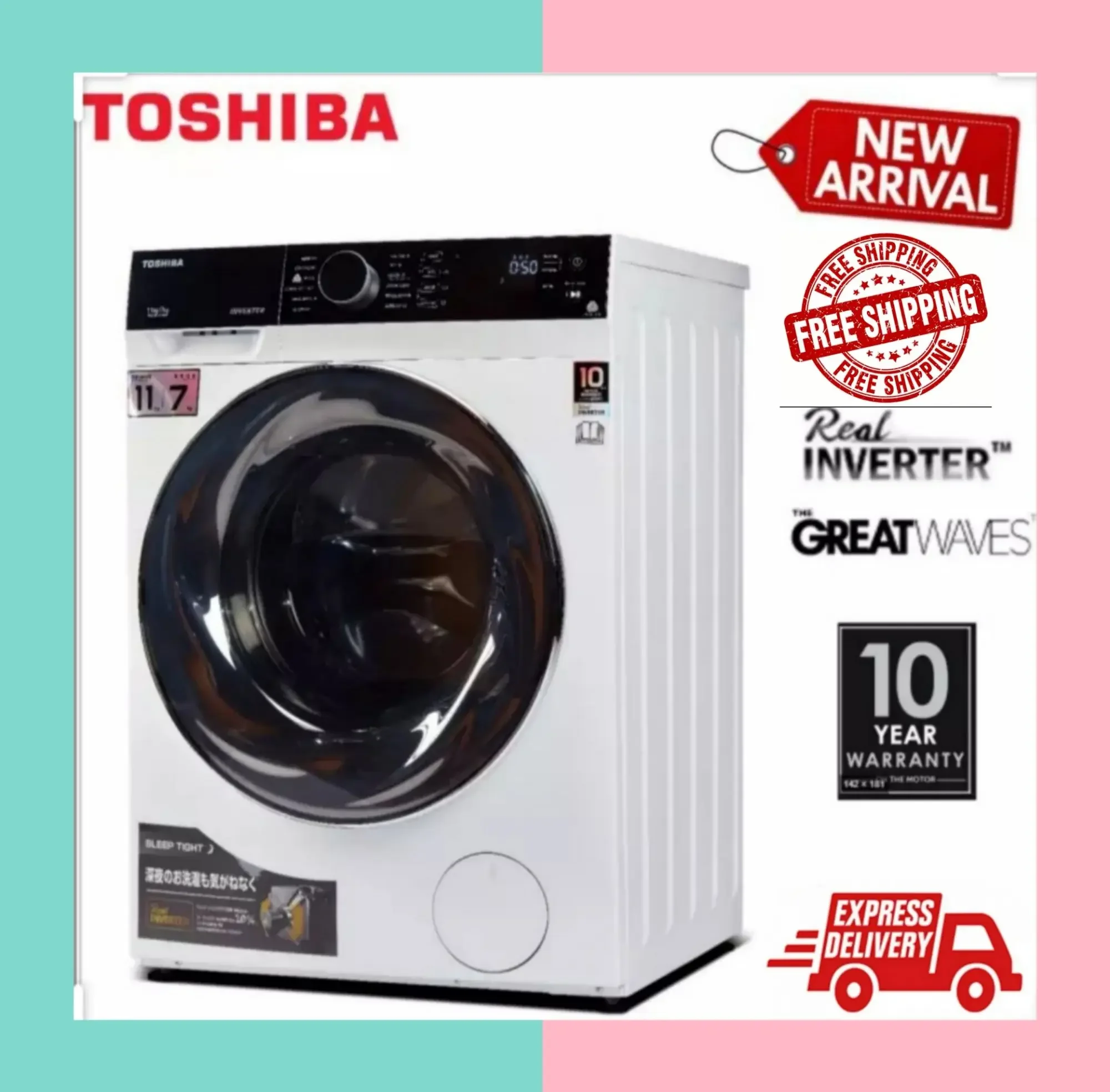 Toshiba TWD-BJ120M4M Washer Dryer 11KG Wash 7KG Dryer