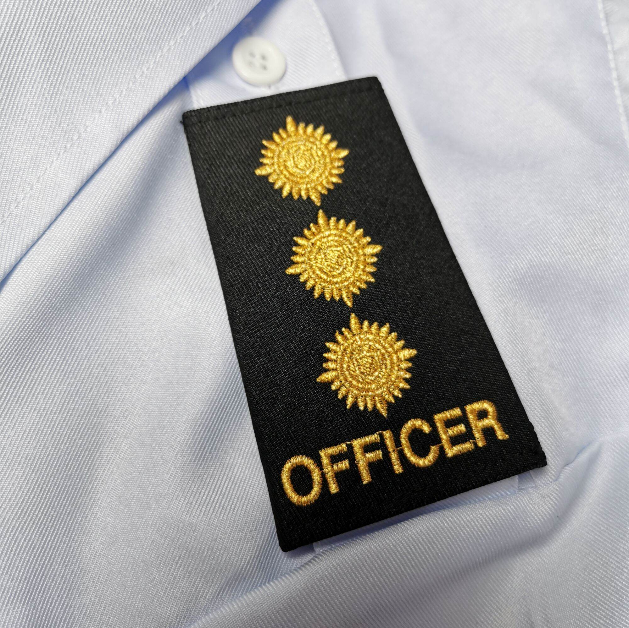 Epaulet Gold Security Officer Rank 3, 2, 1 Pip Black Base