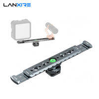 Dual Cold Shoe Mount Bracket Aluminum Dual Hot Shoe Extension Bar Lightweight Cold Shoe Mount Adapter Extension Bracket with Shoe Mount 1/4 Thread for Microphone LED Video Light