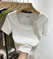 YOULIZHIHUA | High Waist Short Design Square Neck T Shirt
