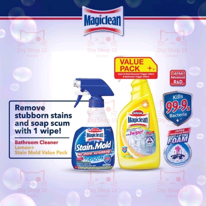 KAO MAGICLEAN Bathroom Cleaner Lemon (500ml) + MAGICLEAN Bathroom Lazada