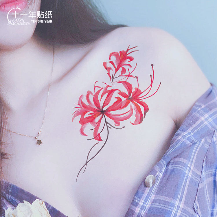Equinox Flower Tattoo Sticker Waterproof Long-lasting Model Sexy Chest ...