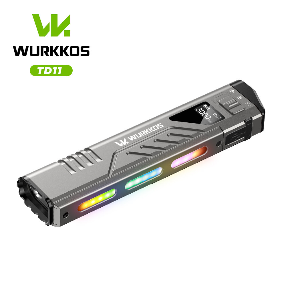 Wurkkos TD11 Smart OLED Flashlight 3000 lumens 320-meter range dual tail buttons boost constant