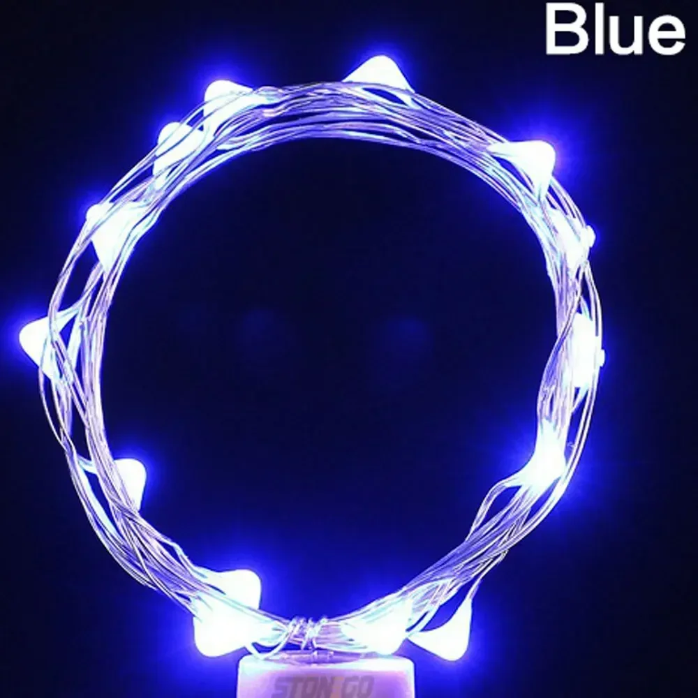 Battery Operated LED Cork Shape Silver Copper Wire Colorful Fairy Mini String Lights for DIY Party Decor Christmas Halloween