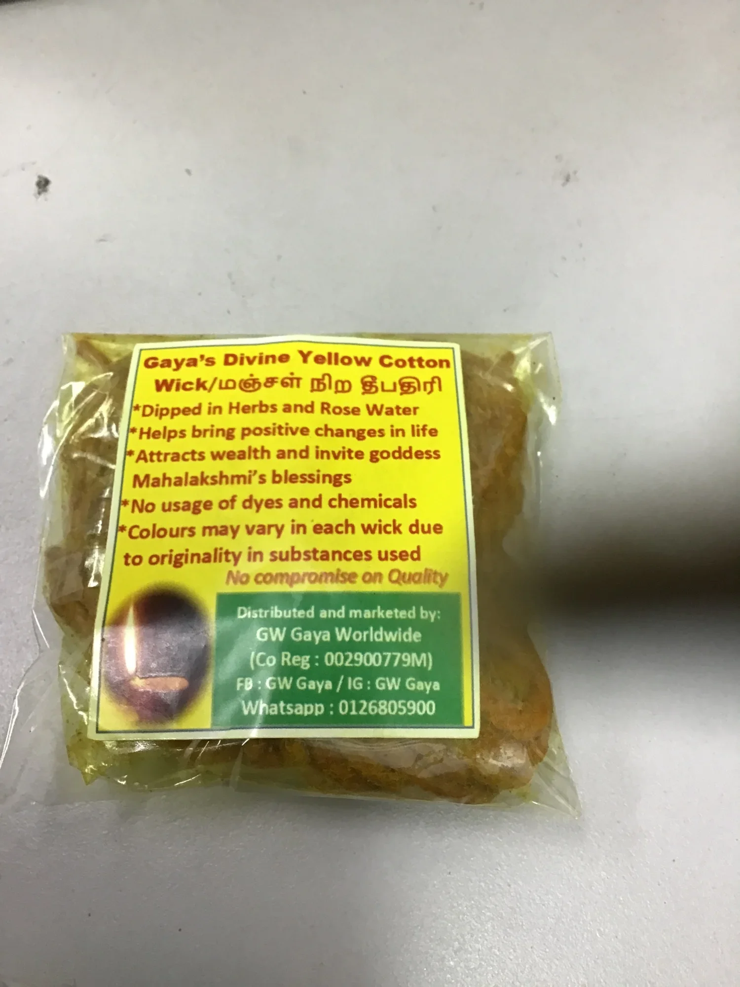 Upgraded 30 pieces Herbal oil cotton Yellow Thiri Yellow Wick No Dye No Chemical Burns Well