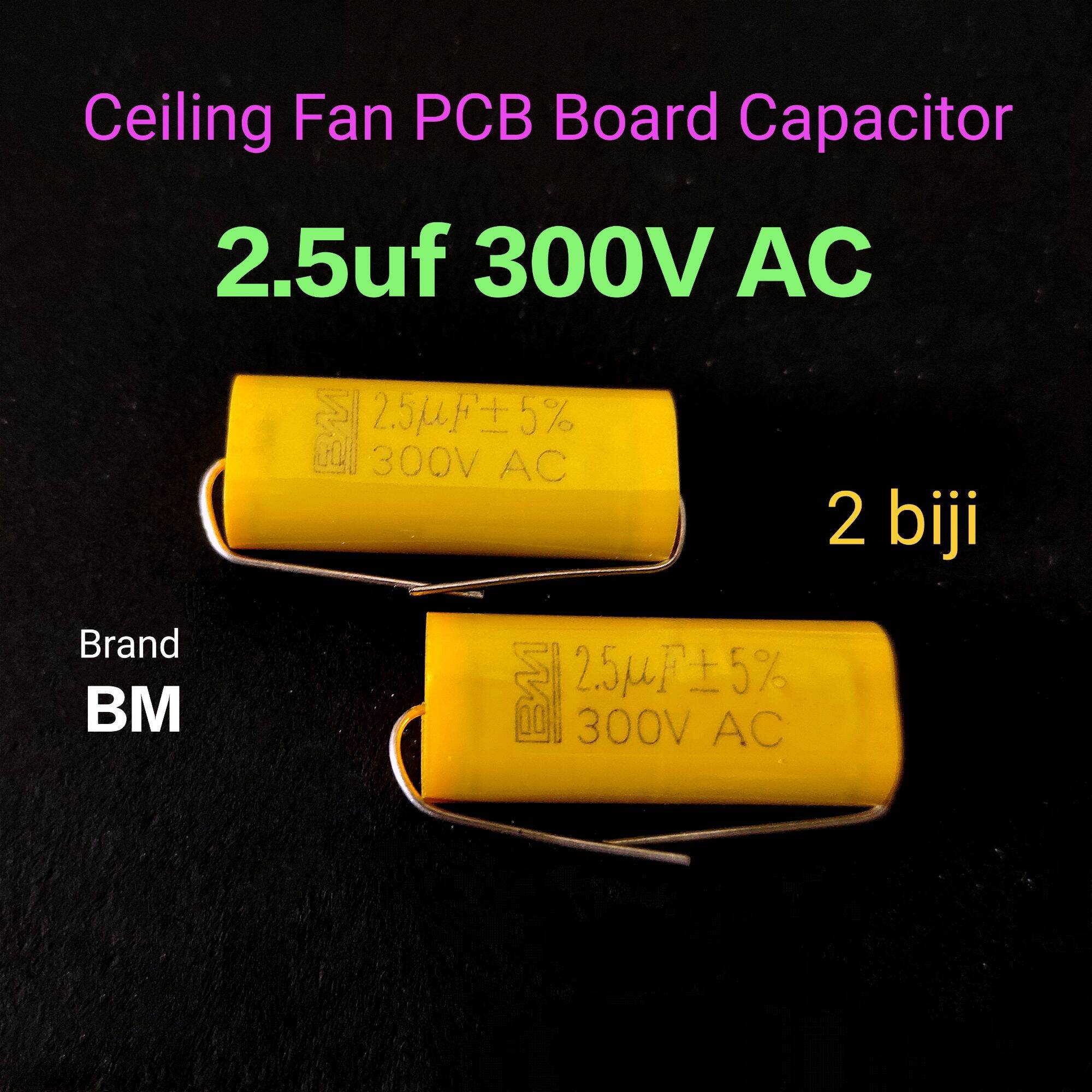 2 biji 2.5uf 300VAC Fan Capacitor alpha elmark kapasitor siling kipas