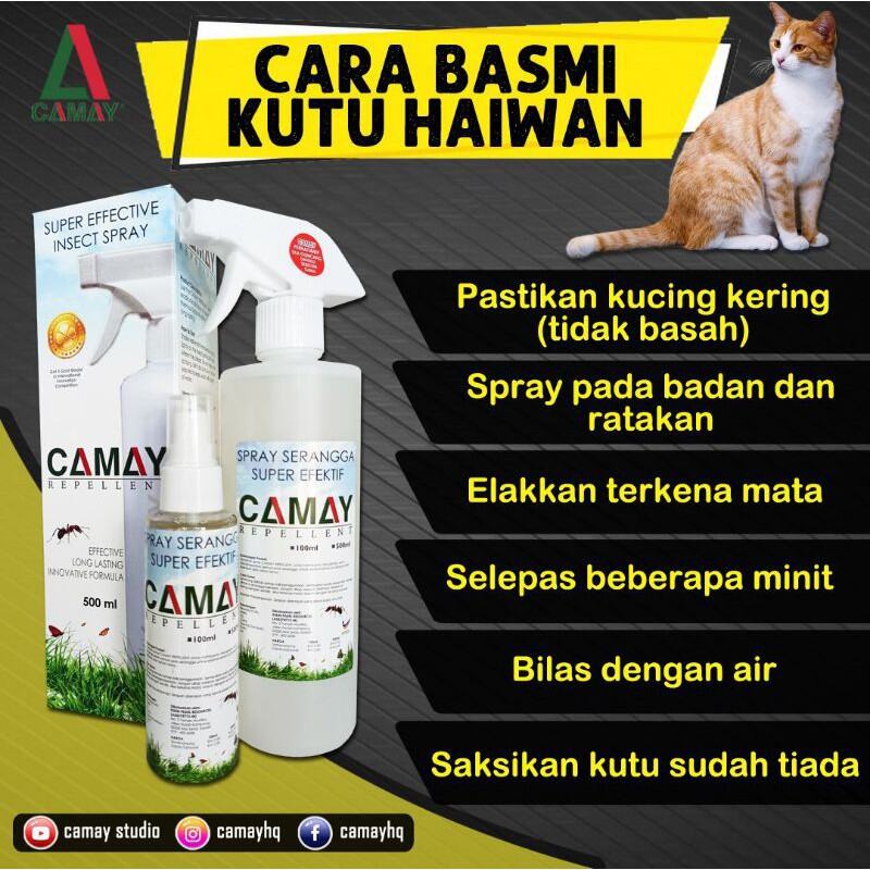 CAMAY CAT FLEA LICE SPRAY SPRAY KUTU KUCING DAN SERANGGA 200ml Lazada
