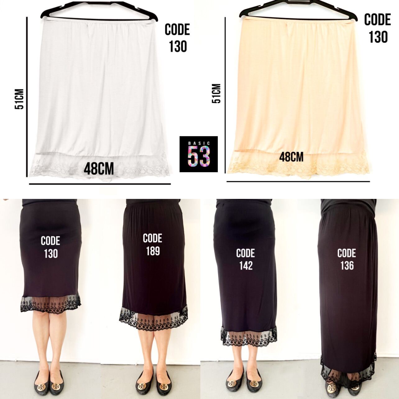 Petticoat inner base skirt with lace skirts dalam perempuan 底裙长短蕾丝