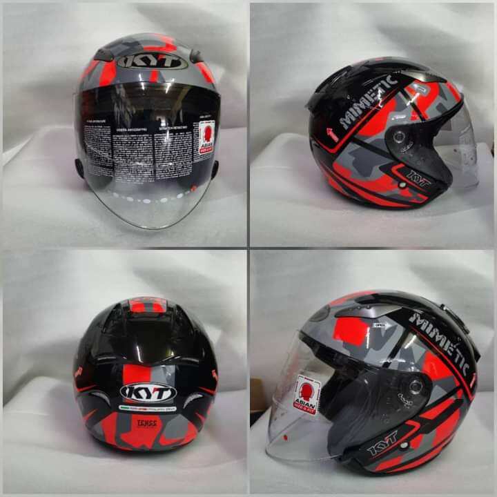 HELMET KYT HELLCAT MIMETIC RED SIZE XL Lazada