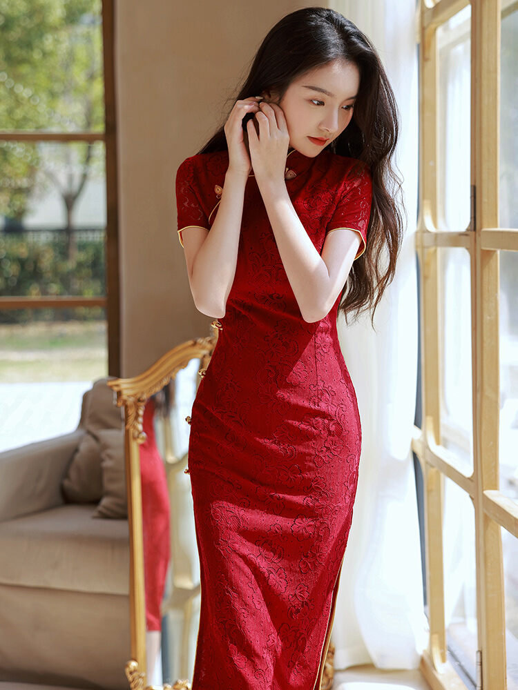 burgundy dress malaysia POSTER GIRL